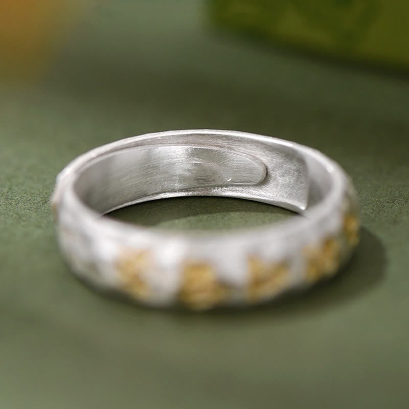 Anillo de la riqueza de plata bañada en cobre con diseño de martillo de Buddha Stones y Om Mani Padme Hum - image 4
