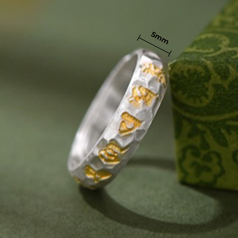 Anillo de equilibrio Om Mani Padme Hum con diseño de martillo de plata de ley 999 y Buddha Stones - image 9