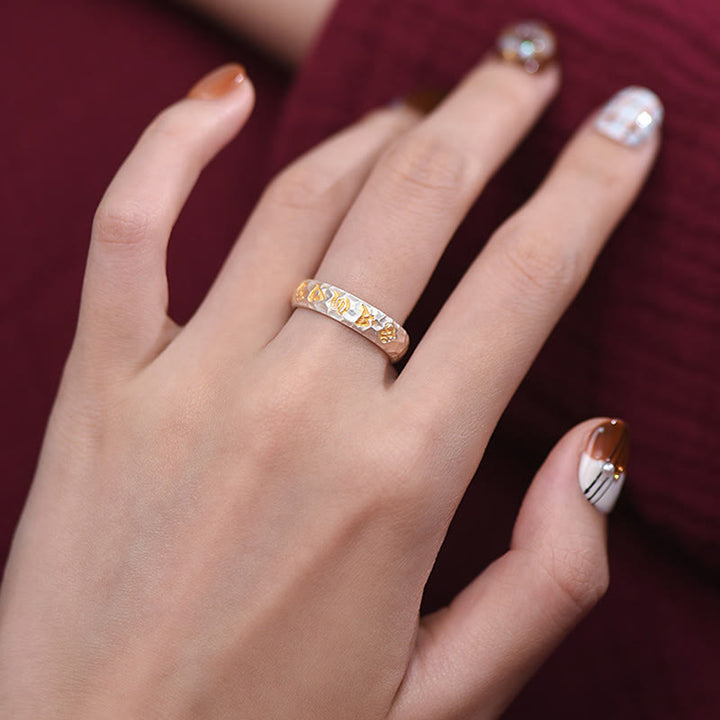 Anillo de equilibrio Om Mani Padme Hum con diseño de martillo de plata de ley 999 y Buddha Stones - image 13