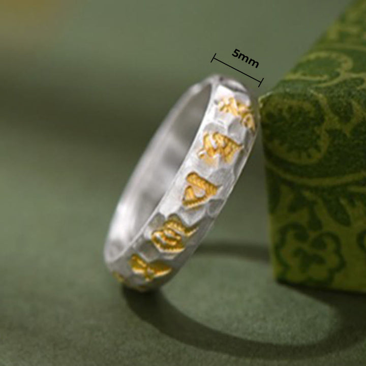 Anillo de equilibrio Om Mani Padme Hum con diseño de martillo de plata de ley 999 y Buddha Stones - image 9