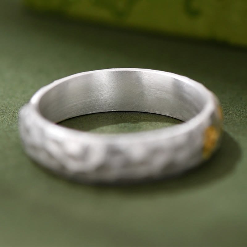 Anillo de equilibrio Om Mani Padme Hum con diseño de martillo de plata de ley 999 y Buddha Stones - image 4