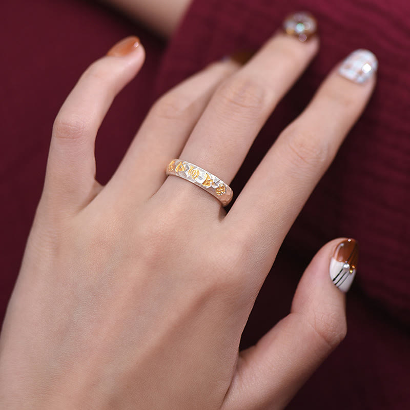 Anillo de equilibrio Om Mani Padme Hum con diseño de martillo de plata de ley 999 y Buddha Stones - image 13