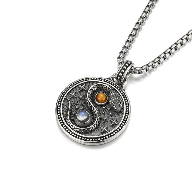 Collar con colgante de cobre con símbolo de riqueza, serpiente y yin y yang, de Buddha Stones - image 2