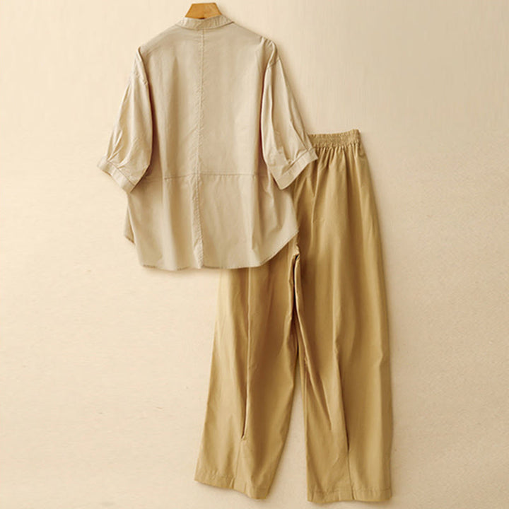 Conjunto de 2 piezas de camisa de manga tres cuartos y pantalones harén para mujer con Buddha Stones para meditación - image 2