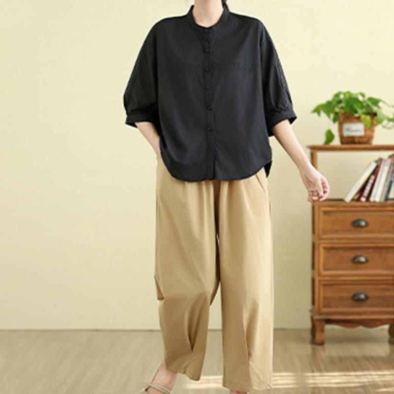 Conjunto de 2 piezas de camisa de manga tres cuartos y pantalones harén para mujer con Buddha Stones para meditación - image 25