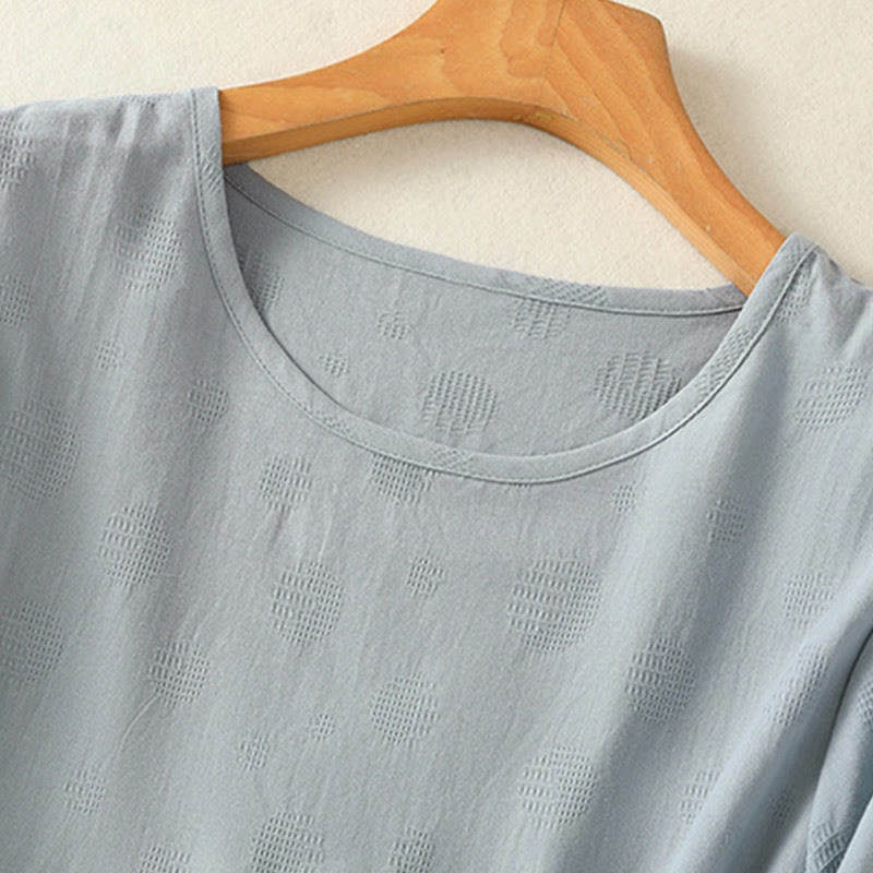 Conjunto de ropa de meditación Buddha Stones de 2 piezas: camisa de manga corta lisa para mujer, pantalones harem. - image 3
