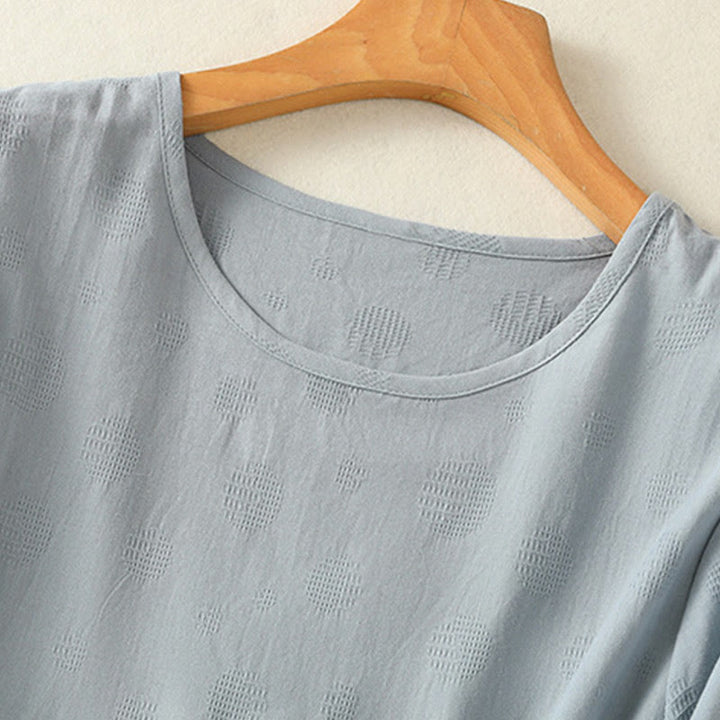 Conjunto de ropa de meditación Buddha Stones de 2 piezas: camisa de manga corta lisa para mujer, pantalones harem. - image 3
