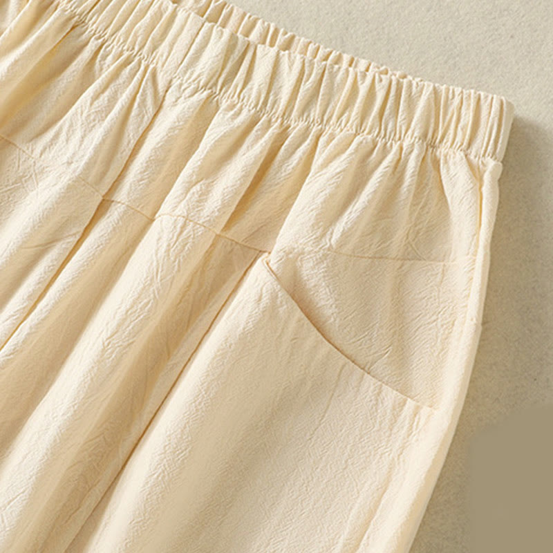 Conjunto de ropa de meditación Buddha Stones de 2 piezas: camisa de manga corta lisa para mujer, pantalones harem. - image 15