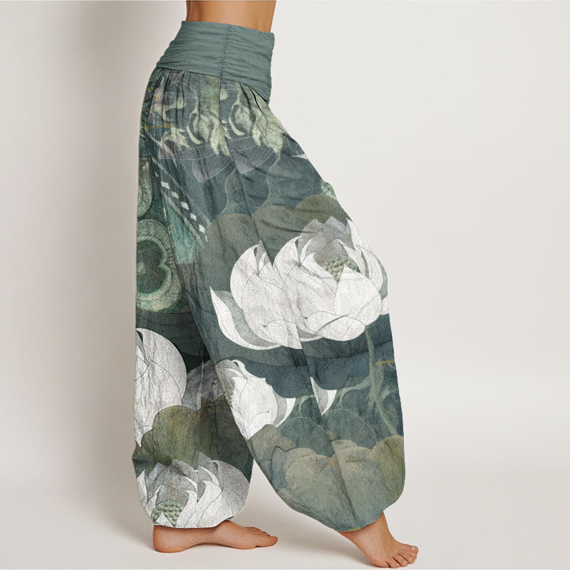 Pantalones harén informales de algodón puro con estampado de Buddha Stones para mujer, con cintura elástica - image 2