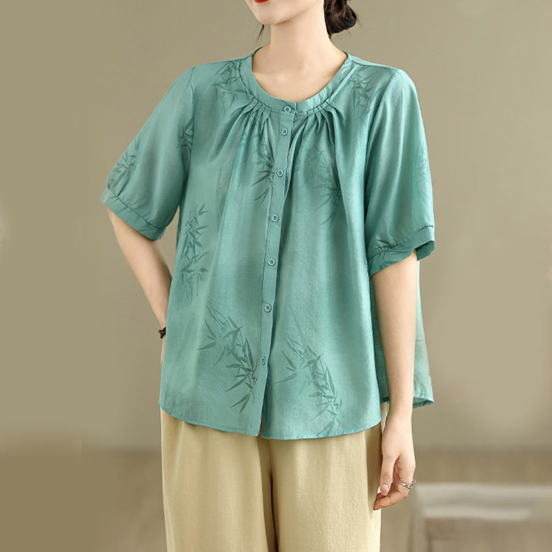 Conjunto de 2 piezas de camisa de manga corta y pantalones harén para mujer con Buddha Stones y ropa de meditación informal - image 5