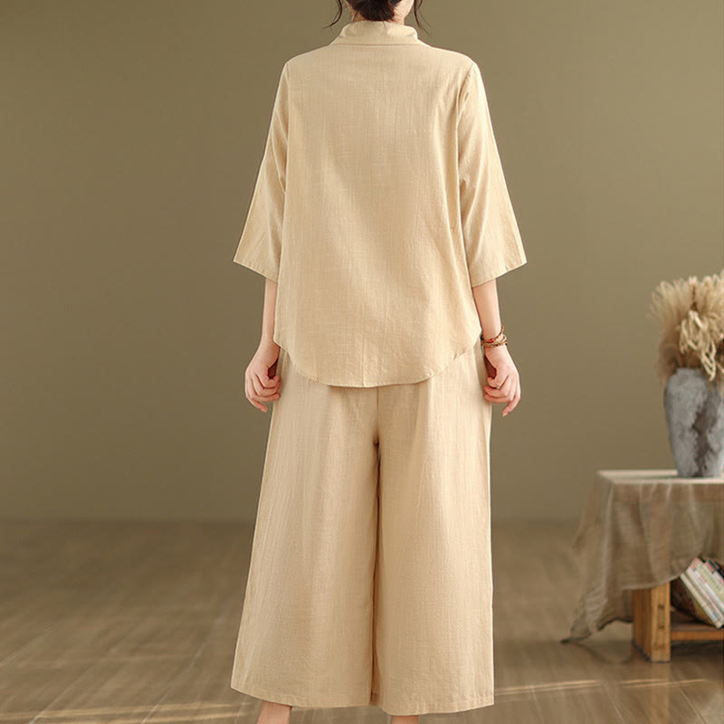 Conjunto de 2 piezas de ropa de meditación informal con cuello alto y pantalones holgados para mujer con Buddha Stones - image 4