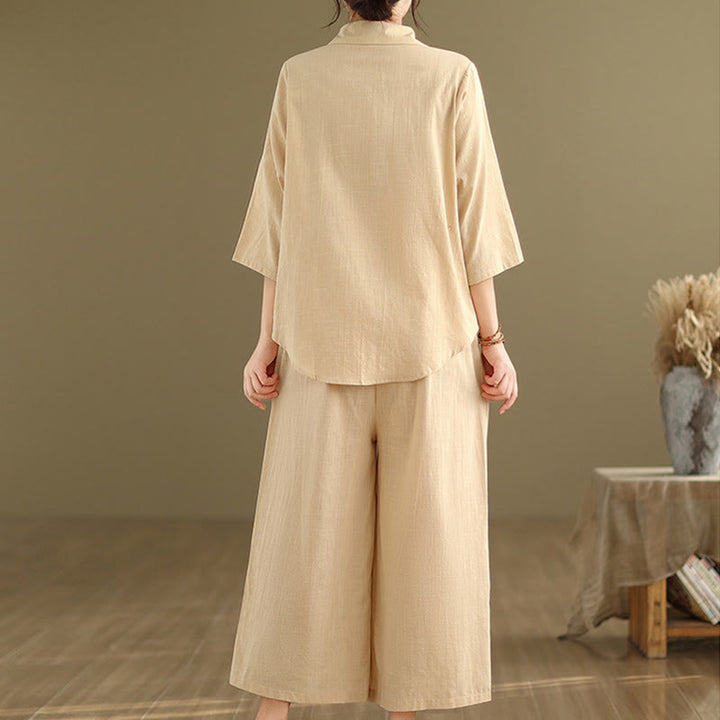 Conjunto de 2 piezas de ropa de meditación informal con cuello alto y pantalones holgados para mujer con Buddha Stones - image 4