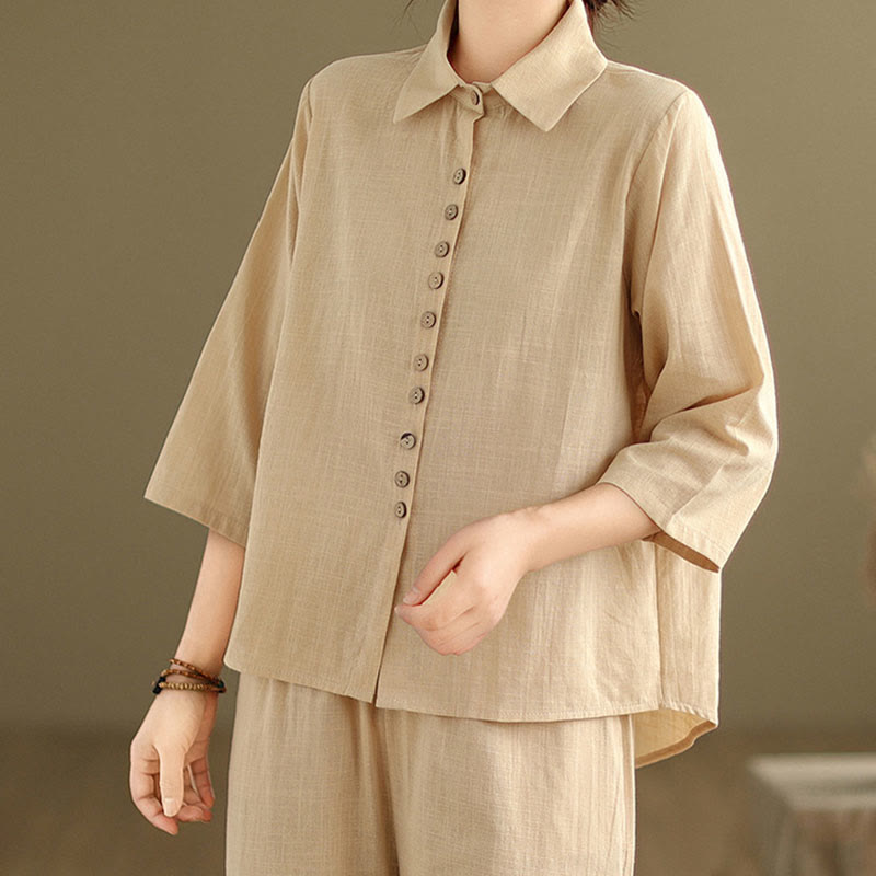 Conjunto de 2 piezas de ropa de meditación informal con cuello alto y pantalones holgados para mujer con Buddha Stones - image 5