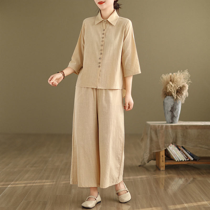 Conjunto de 2 piezas de ropa de meditación informal con cuello alto y pantalones holgados para mujer con Buddha Stones - image 2
