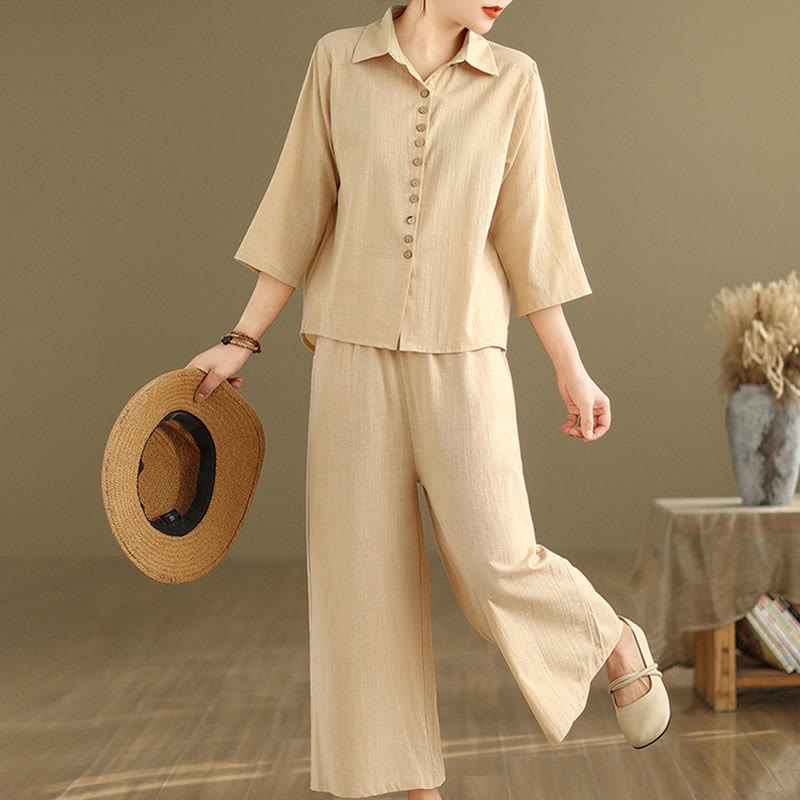 Conjunto de 2 piezas de ropa de meditación informal con cuello alto y pantalones holgados para mujer con Buddha Stones - image 2