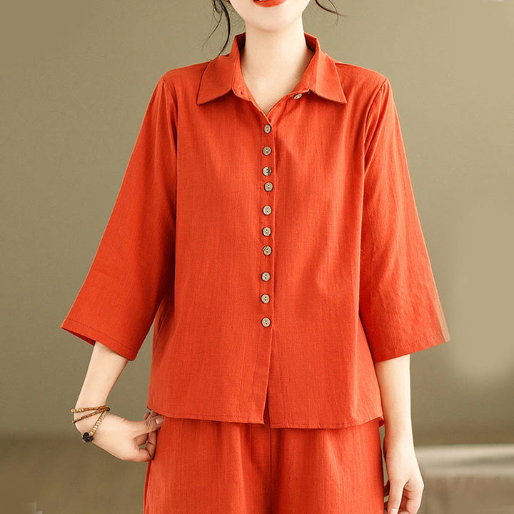 Conjunto de 2 piezas de ropa de meditación informal con cuello alto y pantalones holgados para mujer con Buddha Stones - image 15