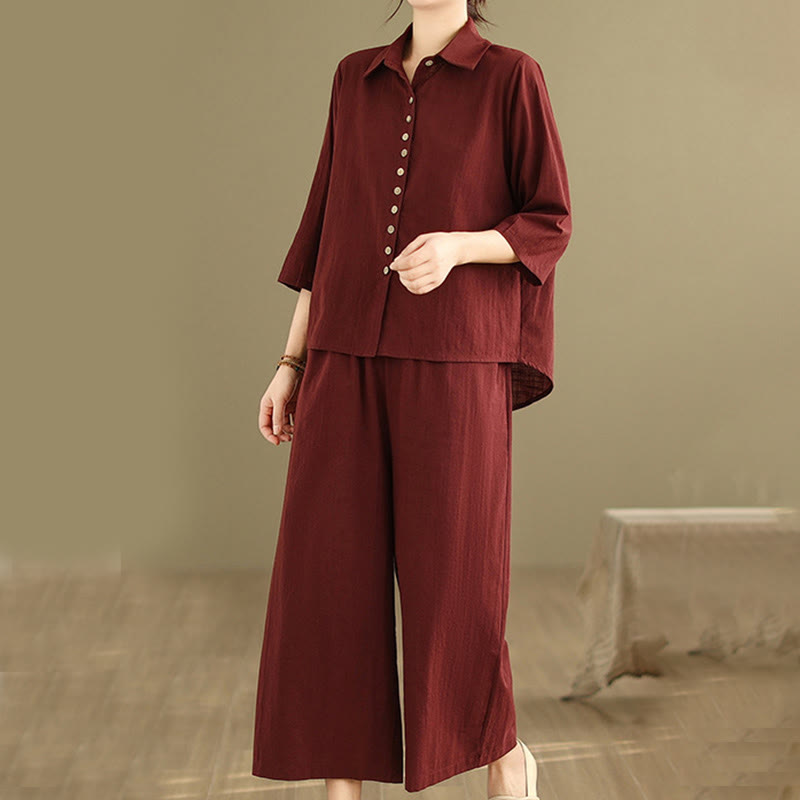 Conjunto de 2 piezas de ropa de meditación informal con cuello alto y pantalones holgados para mujer con Buddha Stones - image 23