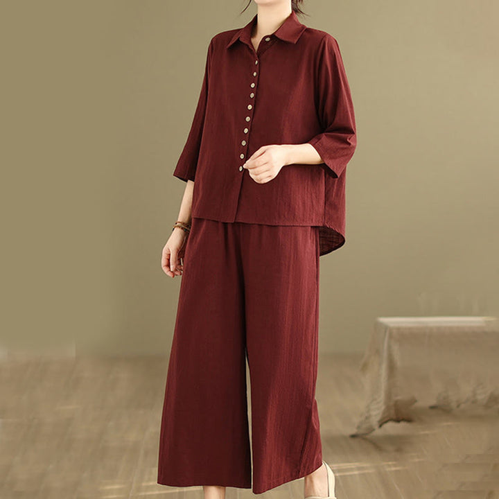 Conjunto de 2 piezas de ropa de meditación informal con cuello alto y pantalones holgados para mujer con Buddha Stones - image 23