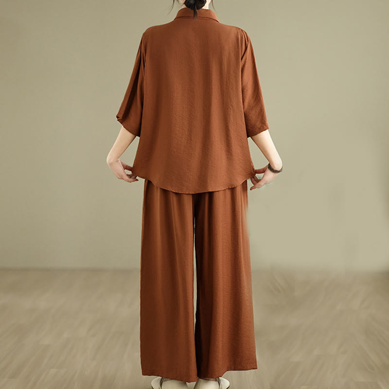 Conjunto de 2 piezas de ropa de meditación informal con cuello alto y pantalones holgados para mujer con Buddha Stones - image 3