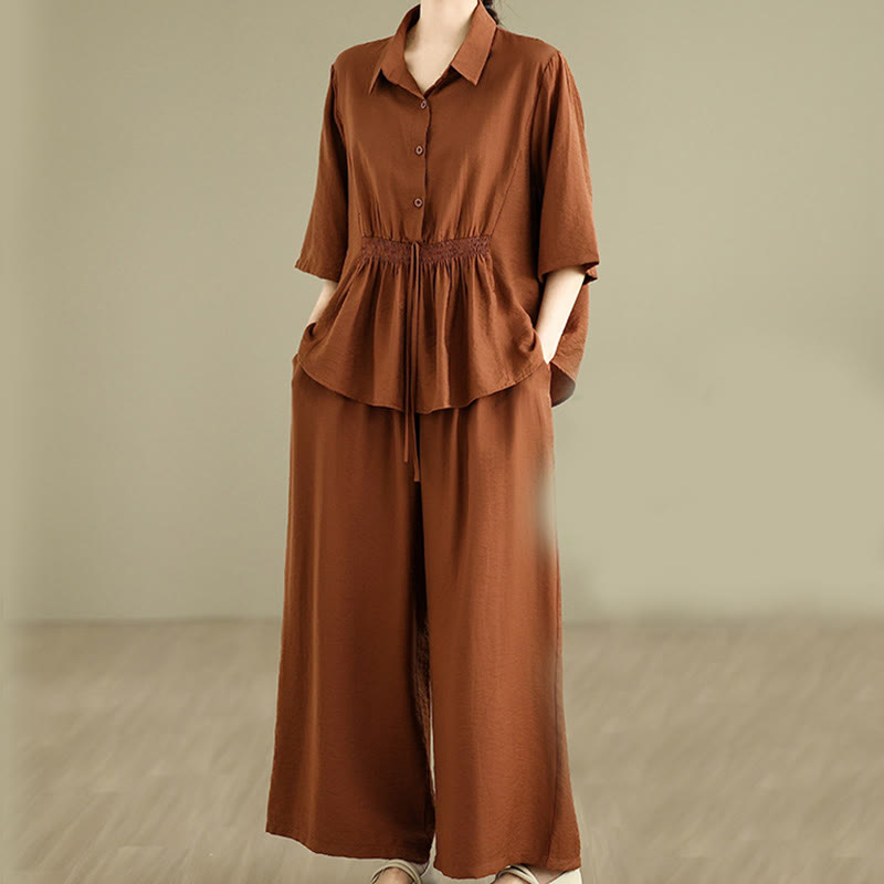 Conjunto de 2 piezas de ropa de meditación informal con cuello alto y pantalones holgados para mujer con Buddha Stones - image 1