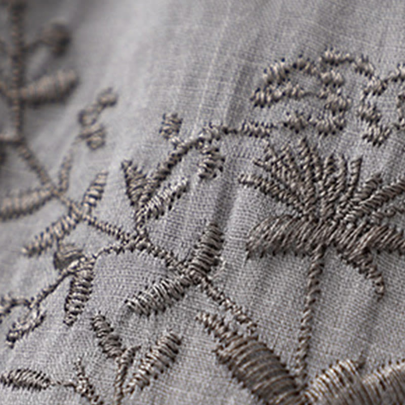 Pantalones harén de lino y algodón para mujer con estampado bordado de Buddha Stones y bolsillos - image 4