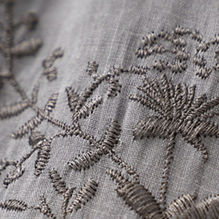 Pantalones harén de lino y algodón para mujer con estampado bordado de Buddha Stones y bolsillos - image 4