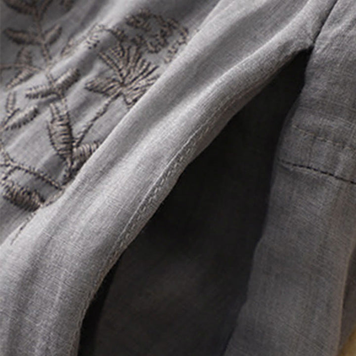 Pantalones harén de lino y algodón para mujer con estampado bordado de Buddha Stones y bolsillos - image 2