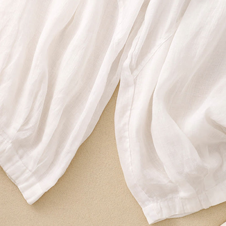 Pantalones harén de lino y algodón para mujer con estampado bordado de Buddha Stones y bolsillos - image 8