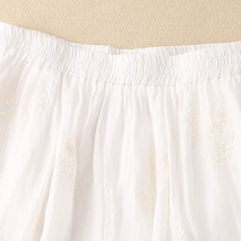 Pantalones harén de lino y algodón para mujer con estampado bordado de Buddha Stones y bolsillos - image 7