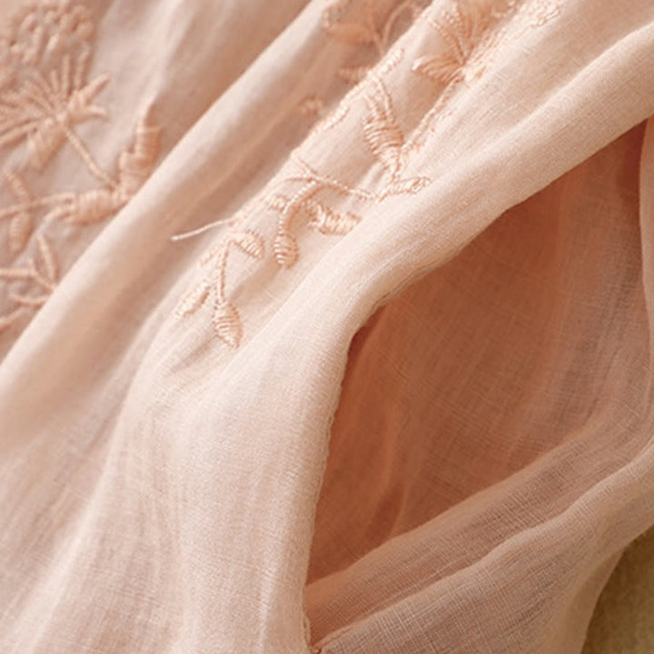 Pantalones harén de lino y algodón para mujer con estampado bordado de Buddha Stones y bolsillos - image 13