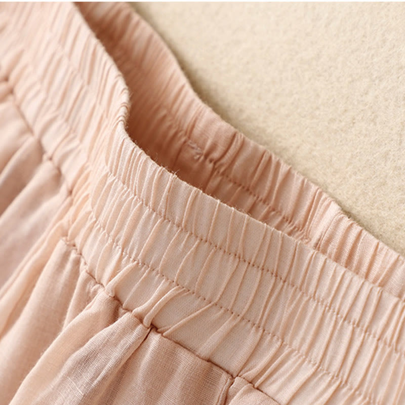 Pantalones harén de lino y algodón para mujer con estampado bordado de Buddha Stones y bolsillos - image 18