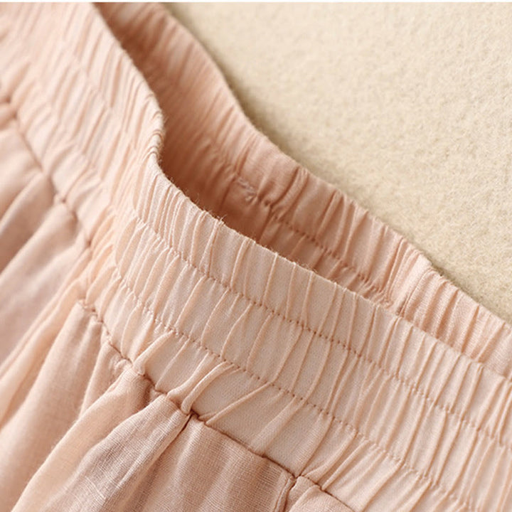 Pantalones harén de lino y algodón para mujer con estampado bordado de Buddha Stones y bolsillos - image 18