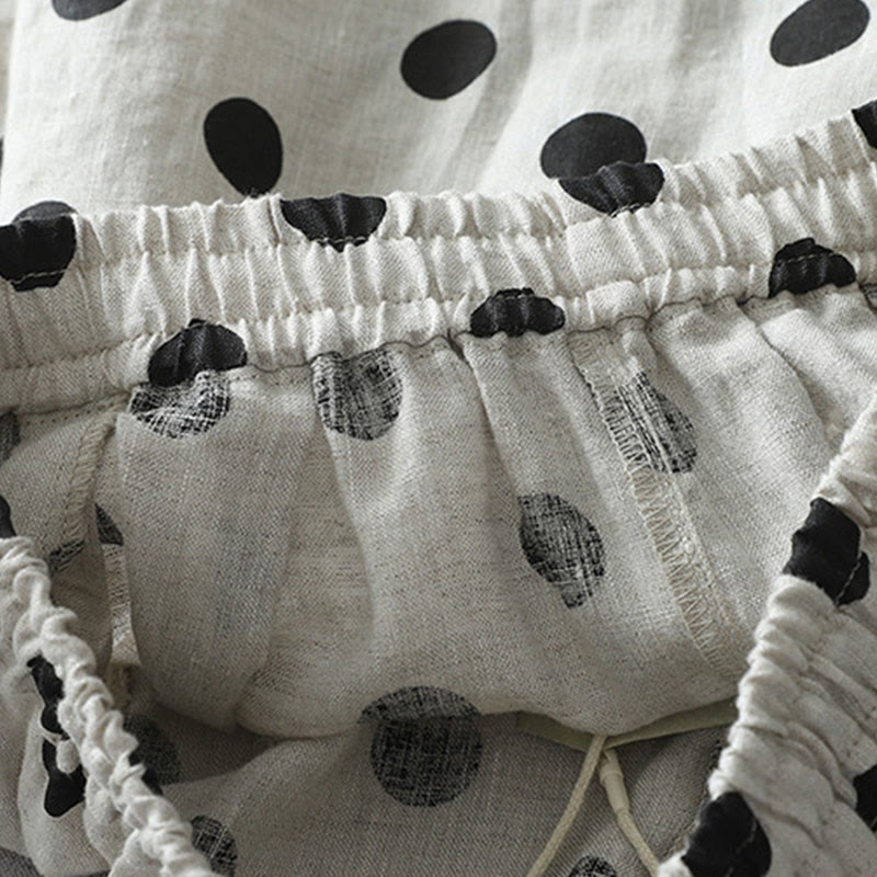 Pantalones harén de lino y algodón para mujer con estampado floral de lunares y Buddha Stones y bolsillos - image 11