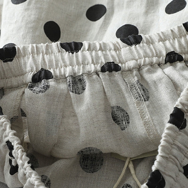 Pantalones harén de lino y algodón para mujer con estampado floral de lunares y Buddha Stones y bolsillos - image 11