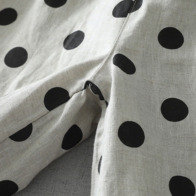 Pantalones harén de lino y algodón para mujer con estampado floral de lunares y Buddha Stones y bolsillos - image 10