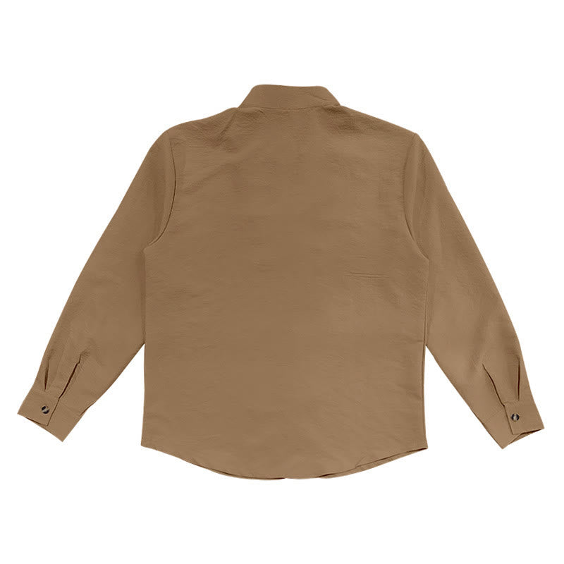 Camisa de manga larga para hombre con botones de color liso y Buddha Stones - image 24