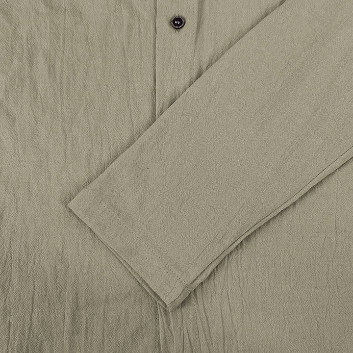 Camisa de algodón para hombre con capucha, manga larga, botones y cordón, color liso, con Buddha Stones - image 17