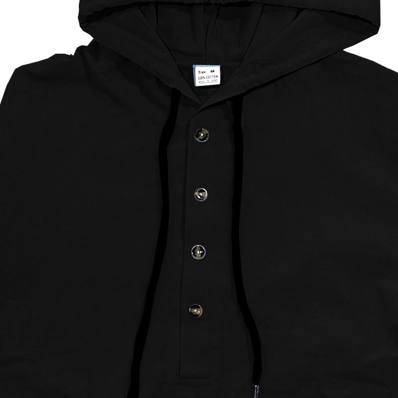 Camisa de algodón de manga larga con capucha y botones para hombre, color liso, con Buddha Stones, para otoño - image 8