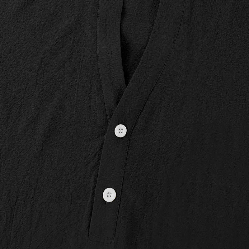 Camisa de lino para hombre de manga corta con botones y estampado de Buddha Stones de verano - image 3
