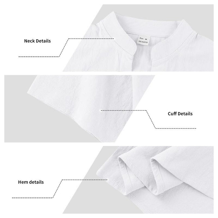 Camisa de lino para hombre de manga corta con botones y estampado de Buddha Stones de verano - image 11