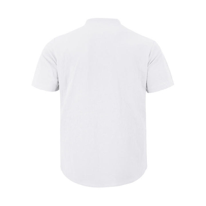 Camisa de lino para hombre de manga corta con botones y estampado de Buddha Stones de verano - image 8