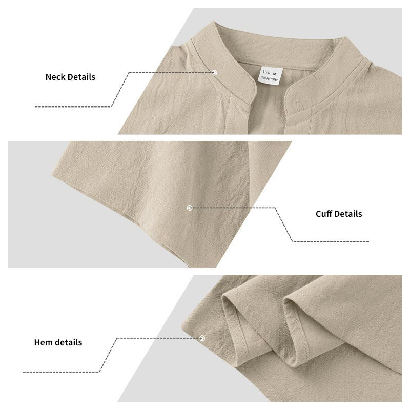 Camisa de lino para hombre de manga corta con botones y estampado de Buddha Stones de verano - image 17