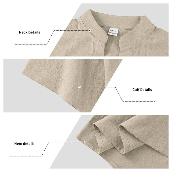 Camisa de lino para hombre de manga corta con botones y estampado de Buddha Stones de verano - image 17