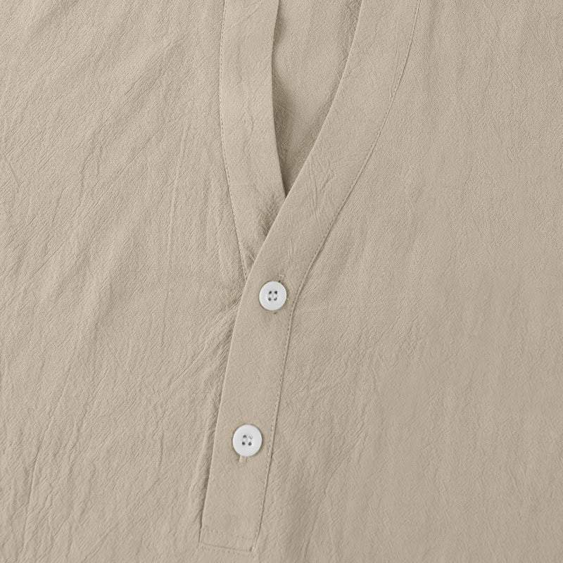 Camisa de lino para hombre de manga corta con botones y estampado de Buddha Stones de verano - image 15