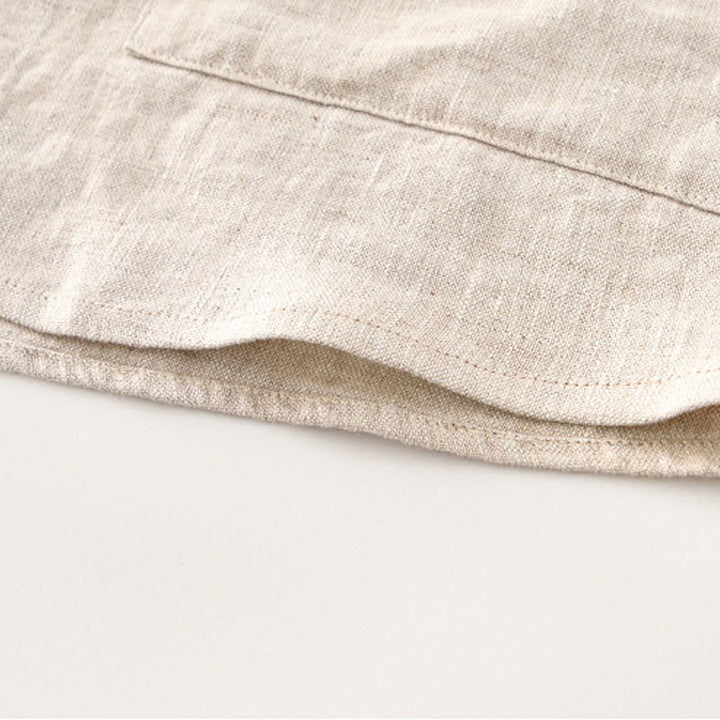 Buddha Stones Camisa de lino para hombre, de verano, de manga corta, con botones y bolsillos - image 7