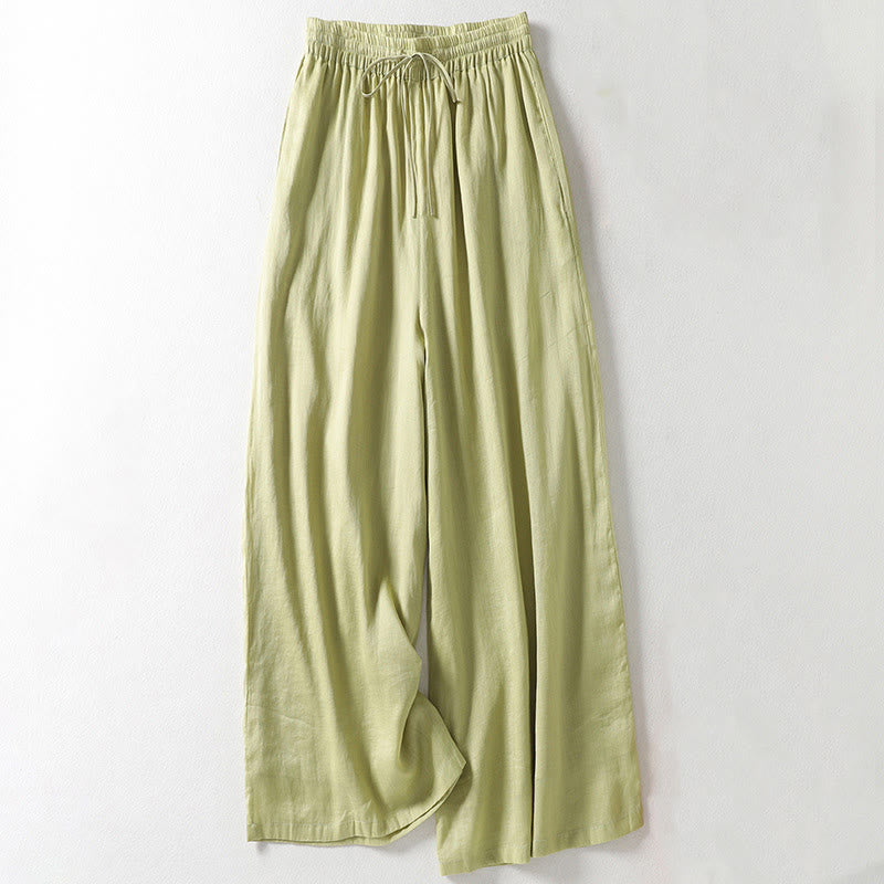 Pantalones anchos hasta el tobillo de algodón y lino con cordón ajustable para mujer, estilo casual Buddha Stones, con bolsillos - Gotas de miel - US8-10，UK/AU12-14，EU40-42 (2XL) - image 14