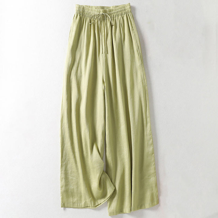 Pantalones anchos hasta el tobillo de algodón y lino con cordón ajustable para mujer, estilo casual Buddha Stones, con bolsillos - Gotas de miel - US8-10，UK/AU12-14，EU40-42 (2XL) - image 14
