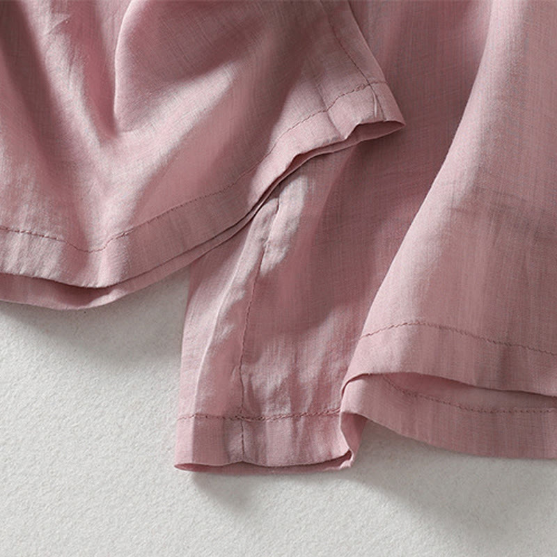 Pantalones anchos hasta el tobillo de algodón y lino con cordón ajustable para mujer, estilo casual Buddha Stones, con bolsillos - image 3