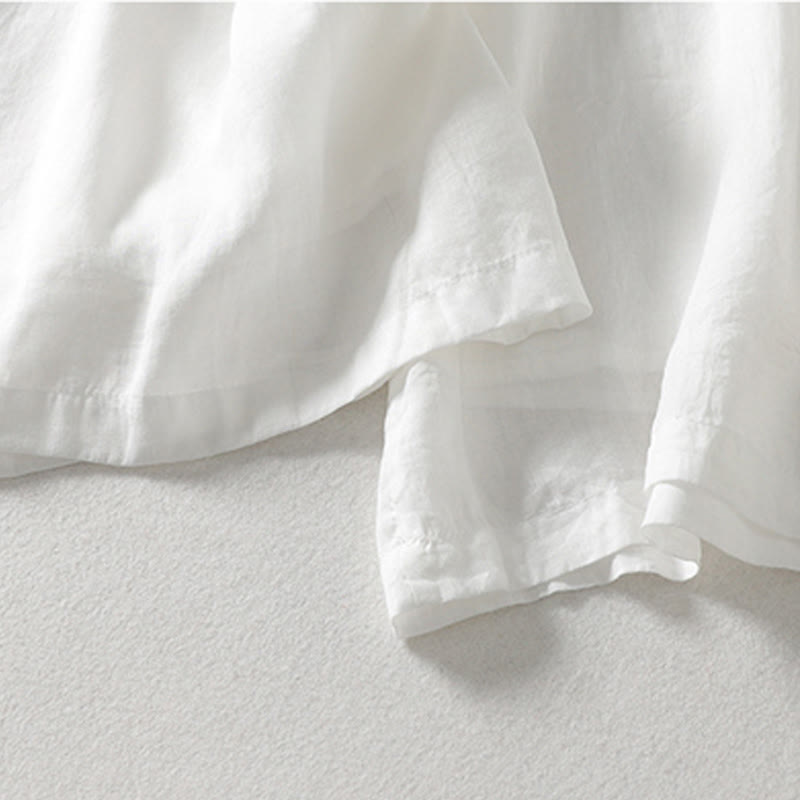 Pantalones anchos hasta el tobillo de algodón y lino con cordón ajustable para mujer, estilo casual Buddha Stones, con bolsillos - image 7