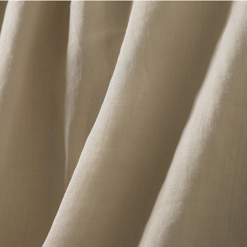 Pantalones anchos hasta el tobillo de algodón y lino con cordón ajustable para mujer, estilo casual Buddha Stones, con bolsillos - image 11